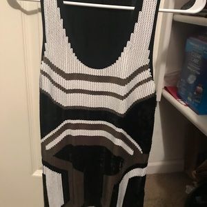 Copper, black and white sequin tank